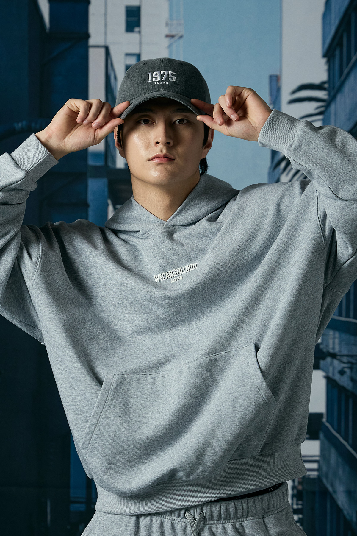 French Terry Overfit Front Logo Hoodie