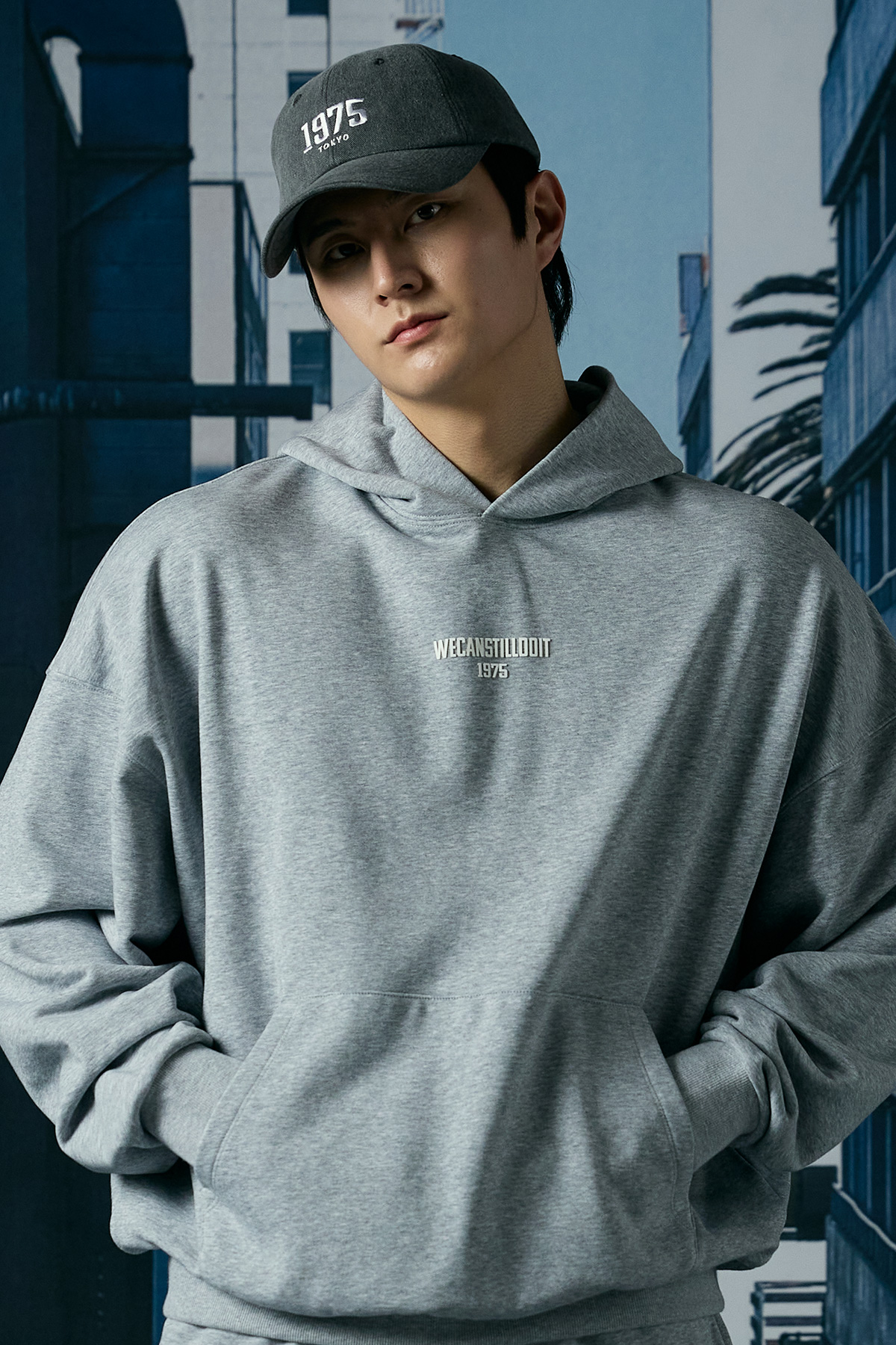 French Terry Overfit Front Logo Hoodie