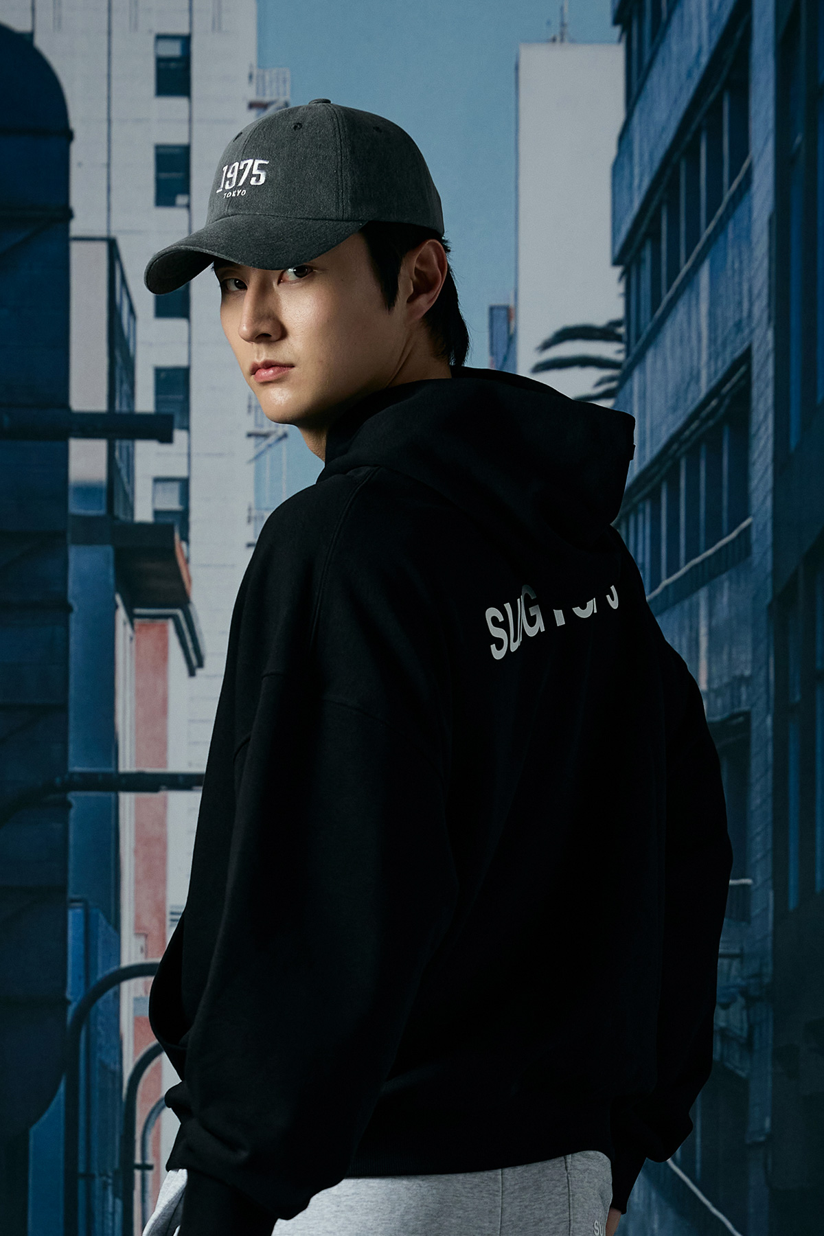 French Terry Overfit Front Logo Hoodie