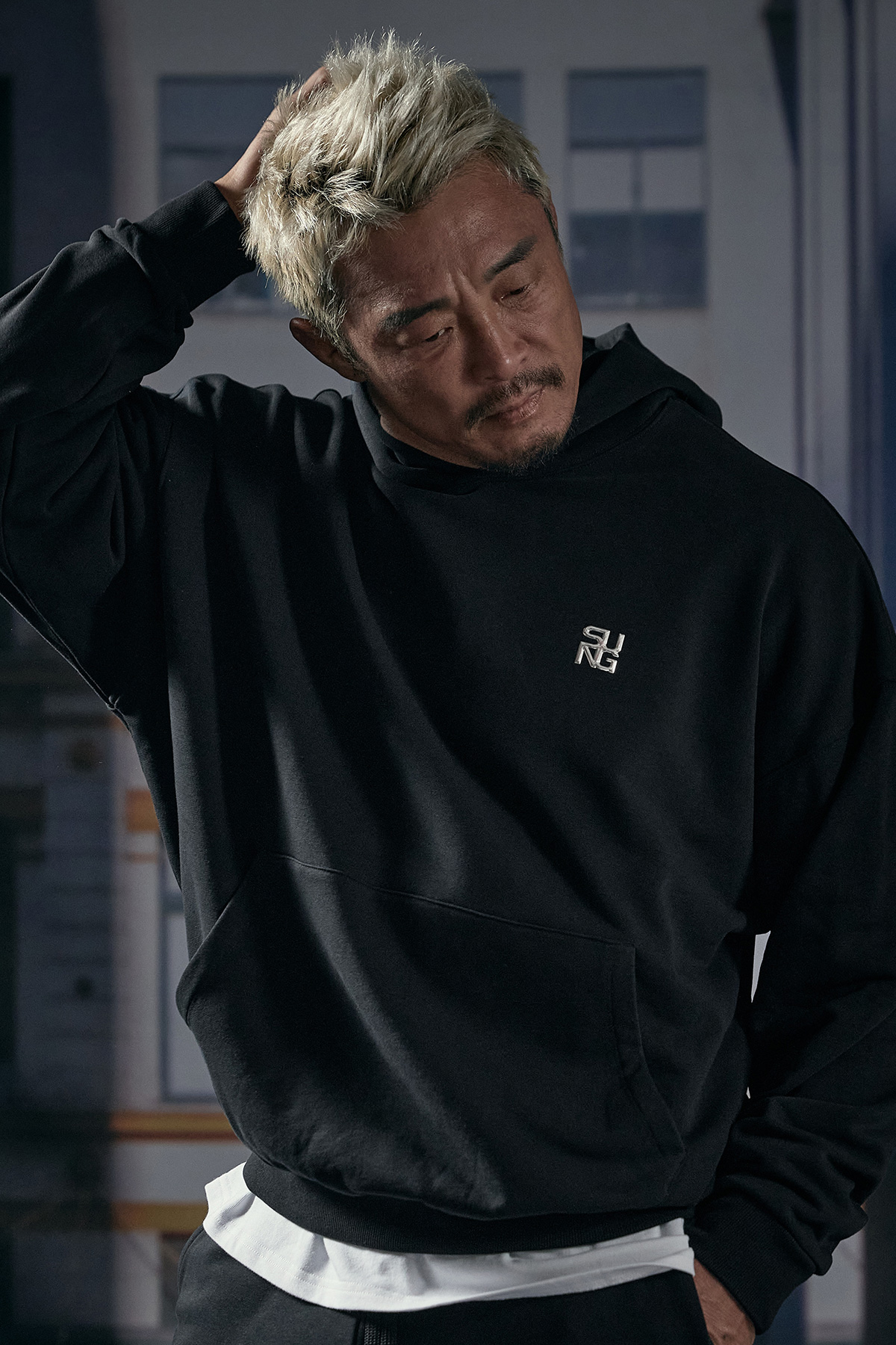 French Terry Overfit Wappen Hoodie