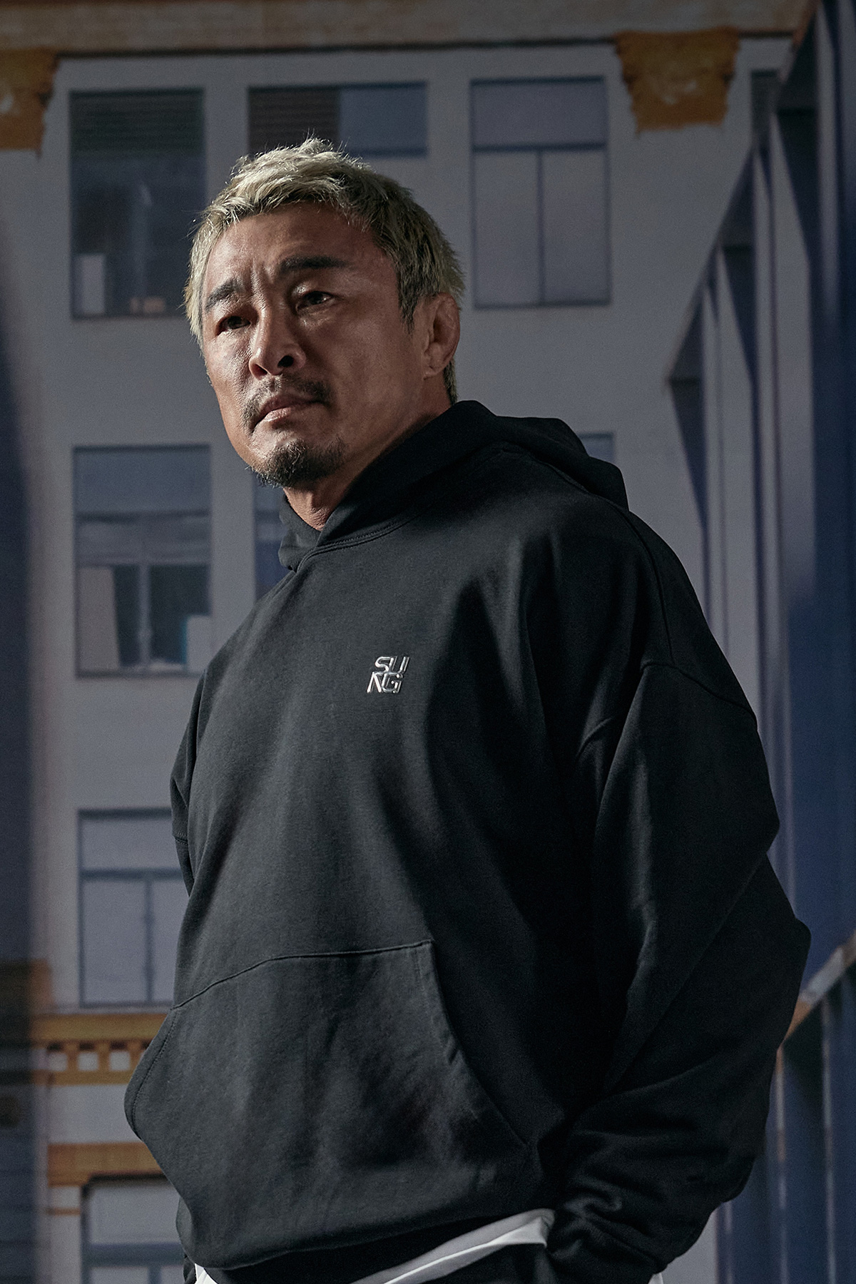 French Terry Overfit Wappen Hoodie